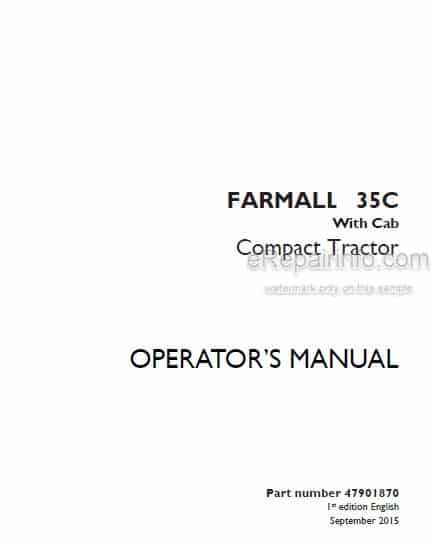 Photo 4 - Case IH Farmall 35C Operators Manual Compact Tractor With Cab 47901870