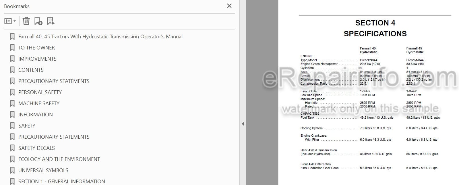 Photo 5 - Case IH Farmall 40 45 Operators Manual Tractor With Hydrostatic Transmission 87721387