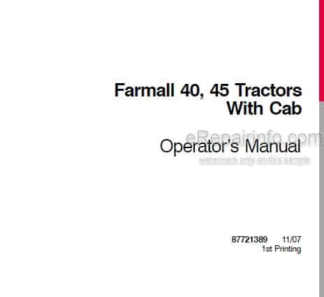 Photo 3 - Case IH Farmall 40 45 Operators Manual Tractor With Cab 87721389