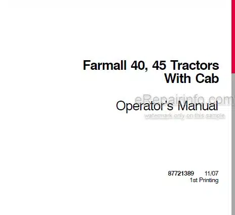 Photo 3 - Case IH Farmall 40 45 Operators Manual Tractor With Cab 87721389