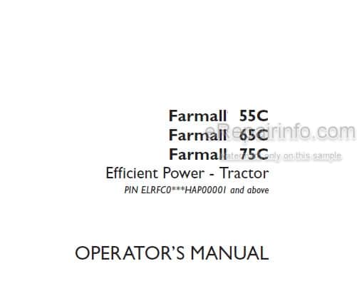 Photo 4 - Case IH Farmall 55C 65C 75C Efficient Power Operators Manual Tractor