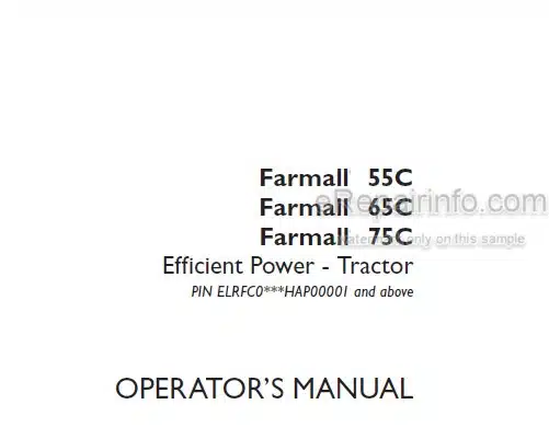 Photo 4 - Case IH Farmall 55C 65C 75C Efficient Power Operators Manual Tractor