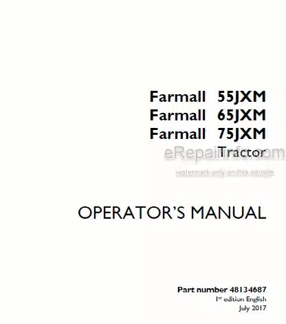 Photo 4 - Case IH Farmall 55JXM 65JXM 75JXM Operators Manual Tractor 48134687