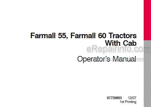 Photo 5 - Case IH Farmall 55 60 Operators Manual Tractor With Cab 87739893