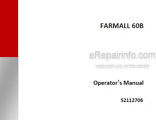 Photo 5 - Case IH Farmall 60B Operators Manual Tractor 52112706
