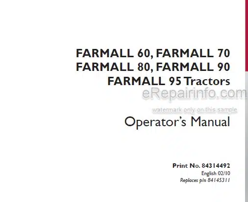 Photo 3 - Case IH Farmall 60 70 80 90 95 Operators Manual Tractor 84314492