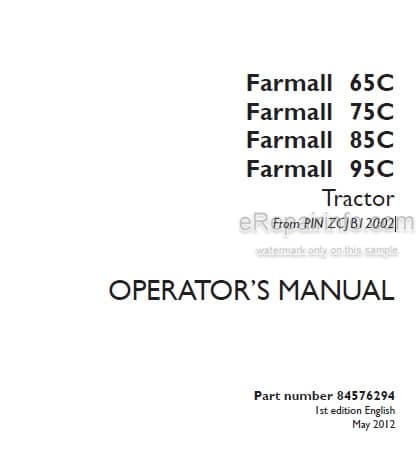 Photo 4 - Case IH Farmall 65C 75C 85C 95C Operators Manual Tractor 84576294