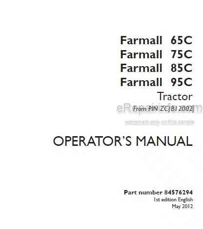 Photo 4 - Case IH Farmall 65C 75C 85C 95C Operators Manual Tractor 84576294