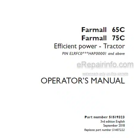 Photo 4 - Case IH Farmall 65C 75C Efficient Power Operators Manual Tractor 51519323