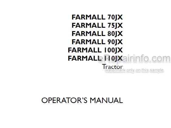 Photo 4 - Case IH Farmall 70JX 75JX 80JX 90JX 100JX Farmall 110JX Operators Manual Tractor