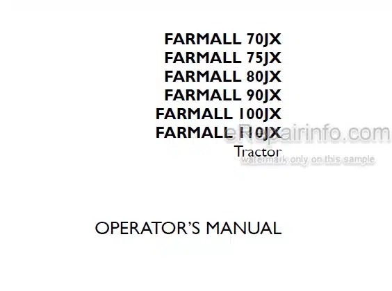 Photo 4 - Case IH Farmall 70JX 75JX 80JX 90JX 100JX Farmall 110JX Operators Manual Tractor