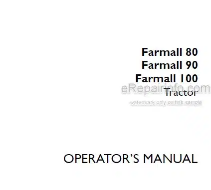 Photo 4 - Case IH Farmall 80 90 100 Operators Manual Tractor