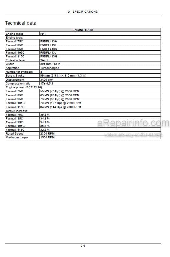 Photo 3 - Case IH Farmall 85C 95C 105C Operators Manual Tractor
