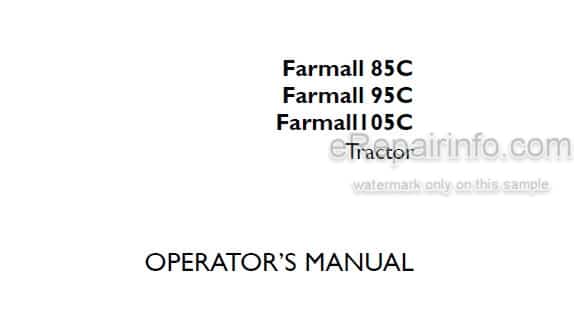 Photo 6 - Case IH Farmall 85C 95C 105C Operators Manual Tractor