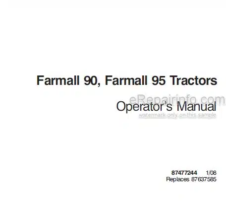 Photo 4 - Case IH Farmall 90 95 Operators Manual Tractor 87477244