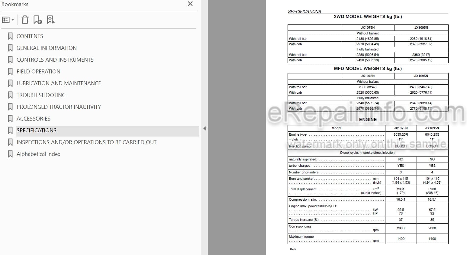 Photo 3 - Case IH JX1075N JX1095N Operators Manual Tractor