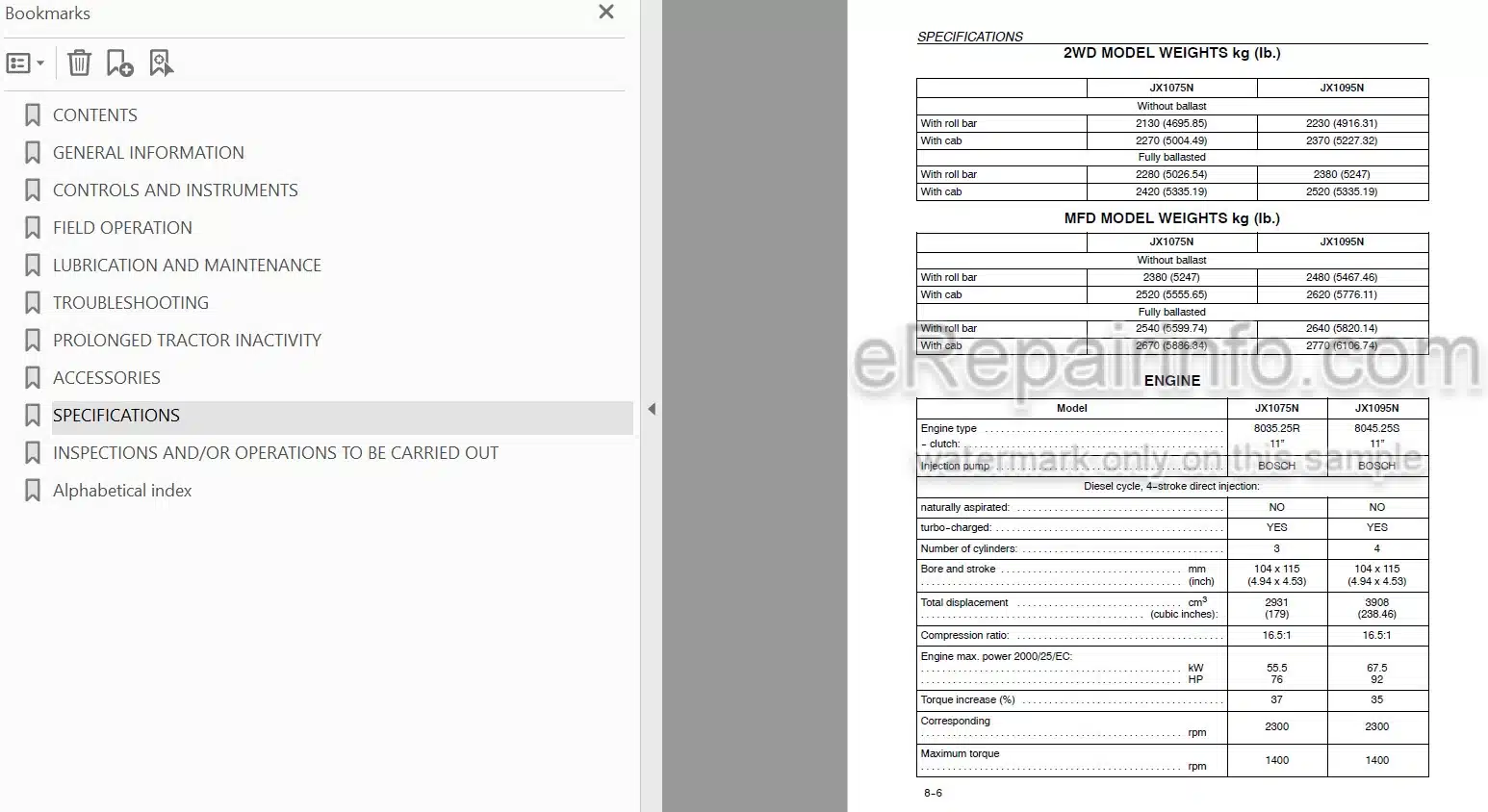 Photo 3 - Case IH JX1075N JX1095N Operators Manual Tractor