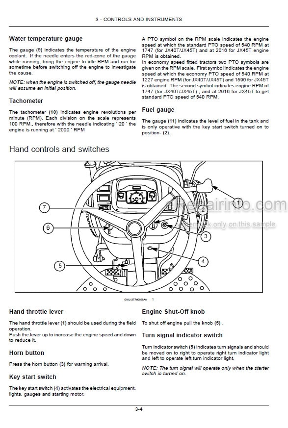 Photo 5 - Case IH JX35T JX40T JX45T Operators Manual Tractor