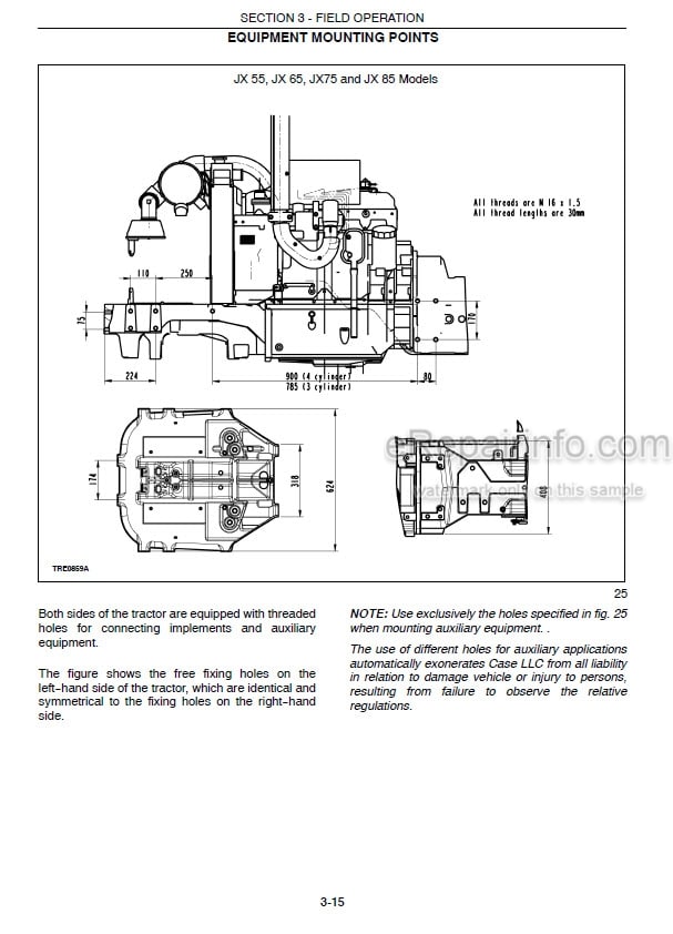 Photo 5 - Case IH JX55 JX65 JX75 JX85 JX95 Operators Manual Tractor HFJ013287-