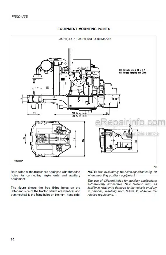 Photo 3 - Case IH JX60 JX70 JX80 JX90 JX95 Straddle Mount Operators Manual Tractor