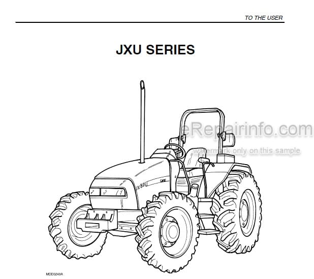Photo 4 - Case IH JX80U JX90U JX100U Operators Manual Tractor