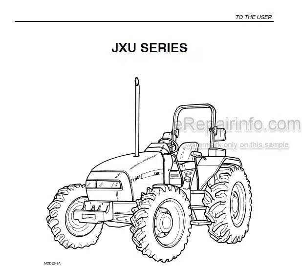 Photo 4 - Case IH JX80U JX90U JX100U Operators Manual Tractor