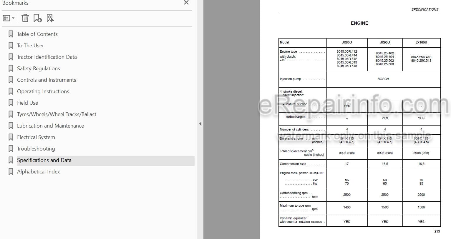 Photo 3 - Case IH JX80U JX90U JX100U Operators Manual Tractor