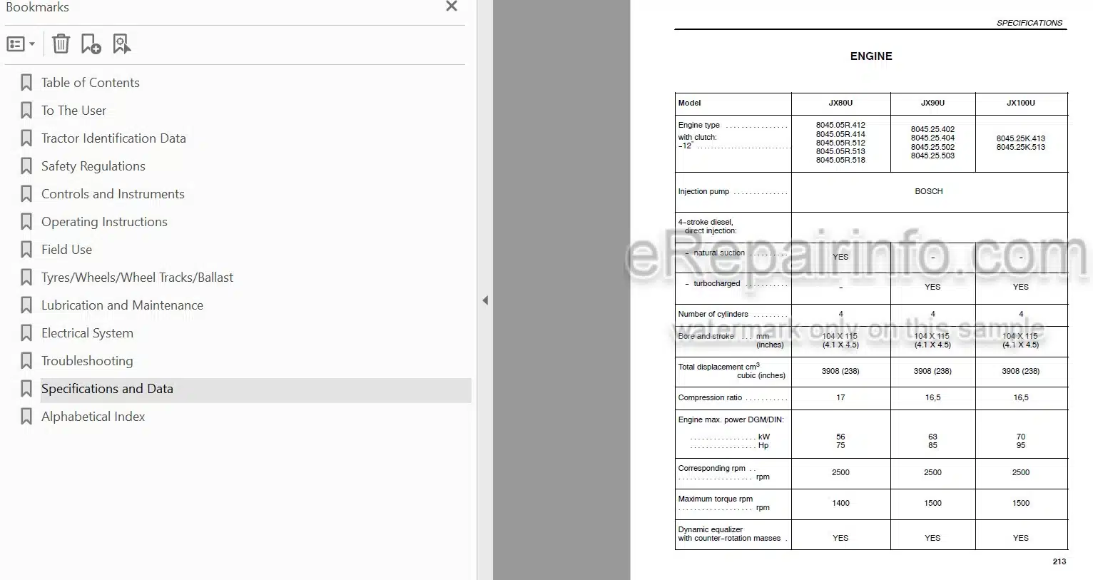 Photo 3 - Case IH JX80U JX90U JX100U Operators Manual Tractor
