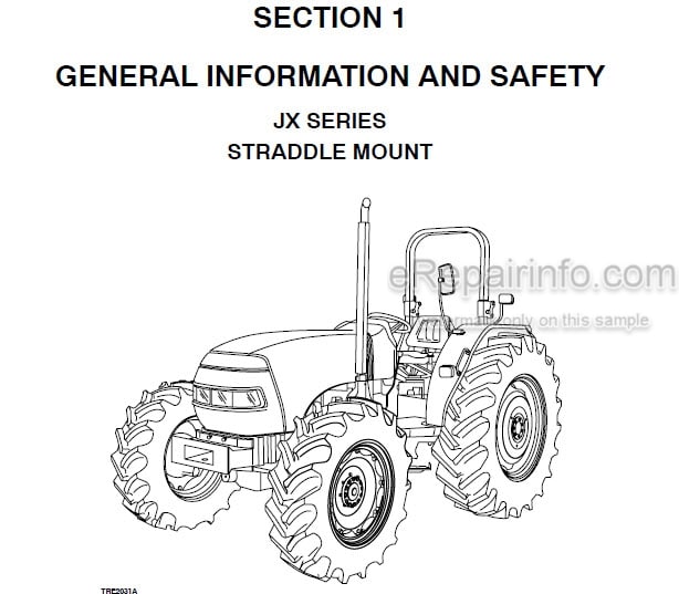Photo 4 - Case IH JX95 Straddle Mount Operators Manual Tractor