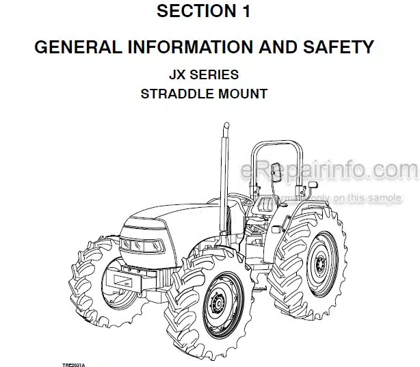 Photo 4 - Case IH JX95 Straddle Mount Operators Manual Tractor