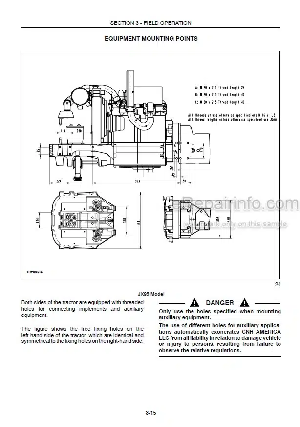 Photo 5 - Case IH JX95 Straddle Mount Operators Manual Tractor