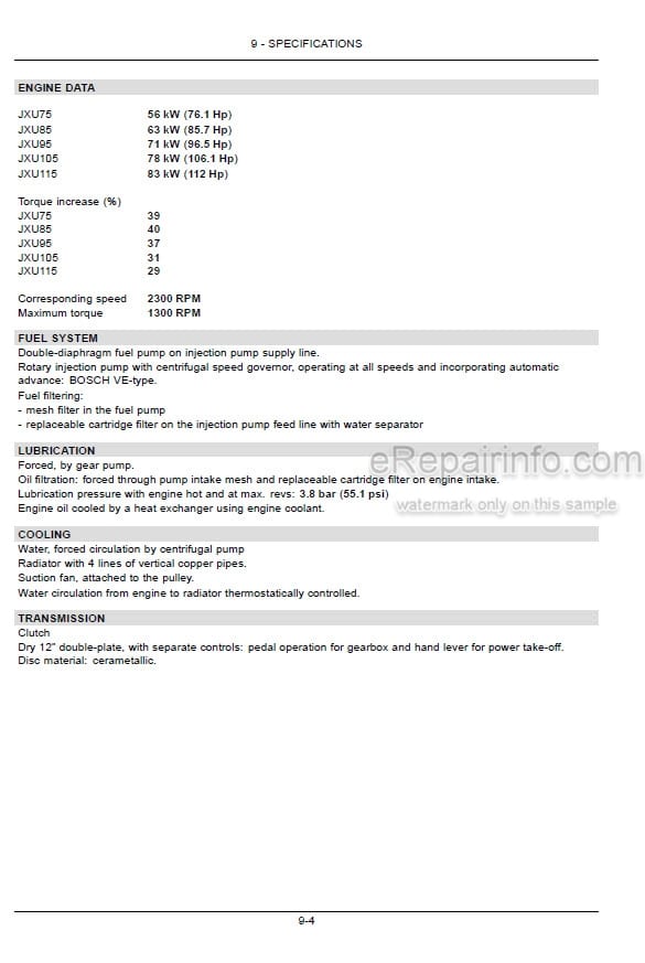 Photo 5 - Case IH JXU75 JXU85 JXU95 JXU105 JXU115 Operators Manual Tractor