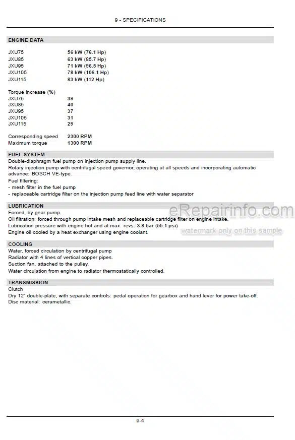 Photo 5 - Case IH JXU75 JXU85 JXU95 JXU105 JXU115 Operators Manual Tractor