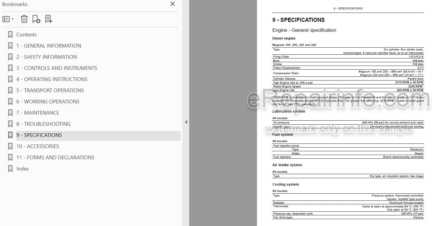 Photo 3 - Case IH Magnum 180 200 220 240 Operators Manual Tractor ZERH02500-