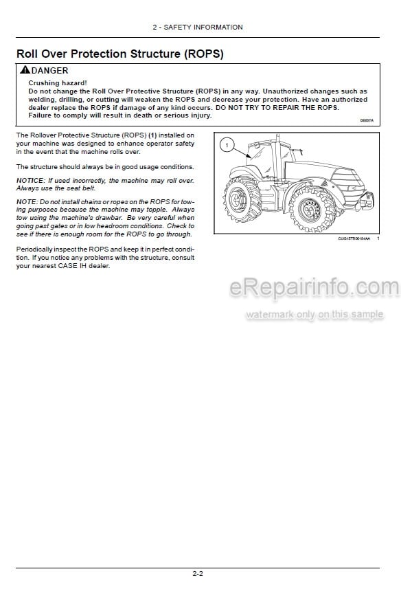 Photo 4 - Case IH Magnum 260 290 315 340 Operators Manual Tractor