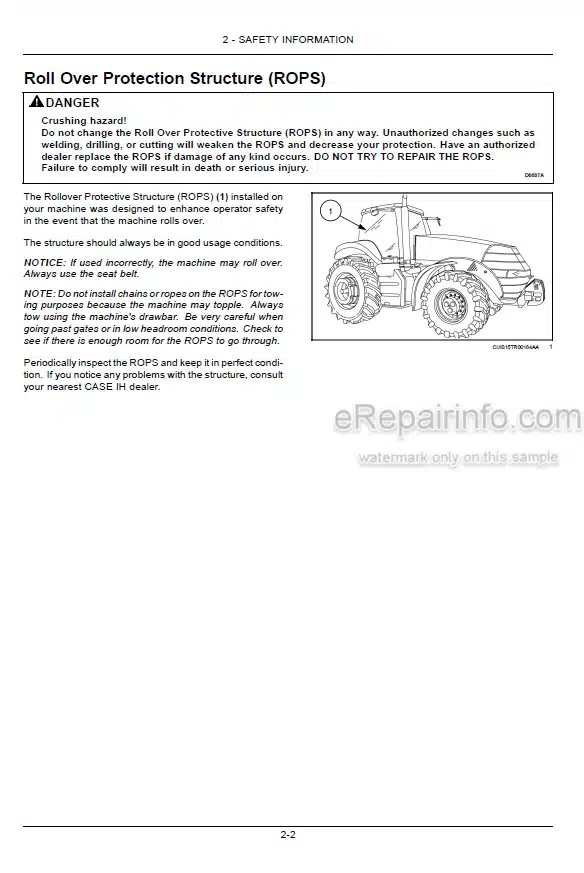 Photo 4 - Case IH Magnum 260 290 315 340 Operators Manual Tractor