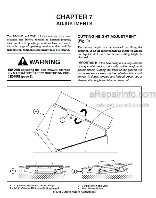 Photo 3 - Gehl 1162 1165 Operators Manual Disc Mower
