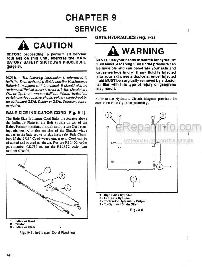 Photo 5 - Gehl 1470 1870 Operators Manual Variable Chamber Round Baler