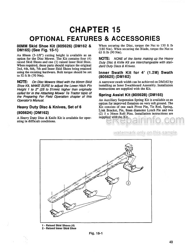 Photo 5 - Gehl 162 165 Operators Manual Disc Mower