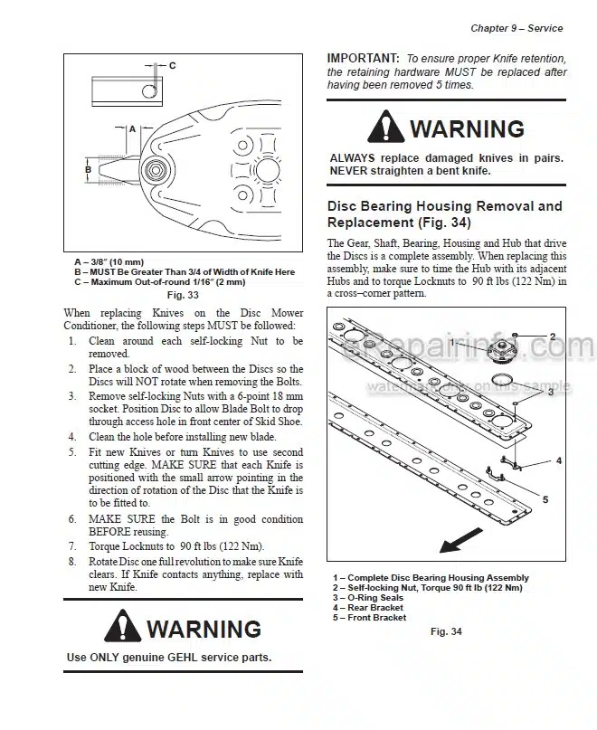 Photo 4 - Gehl 2415 2418 Operators Manual Disc Mower Conditioner