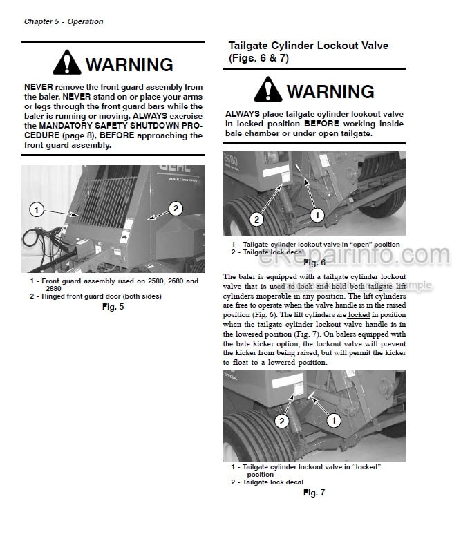 Photo 4 - Gehl 2480 2580 2580S 2780 2680 2680S 2880 80 Series Operators Manual Variable Chamber Round Baler