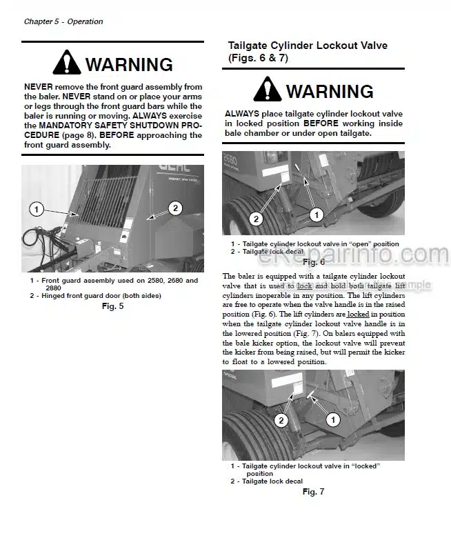 Photo 4 - Gehl 2480 2580 2580S 2780 2680 2680S 2880 80 Series Operators Manual Variable Chamber Round Baler
