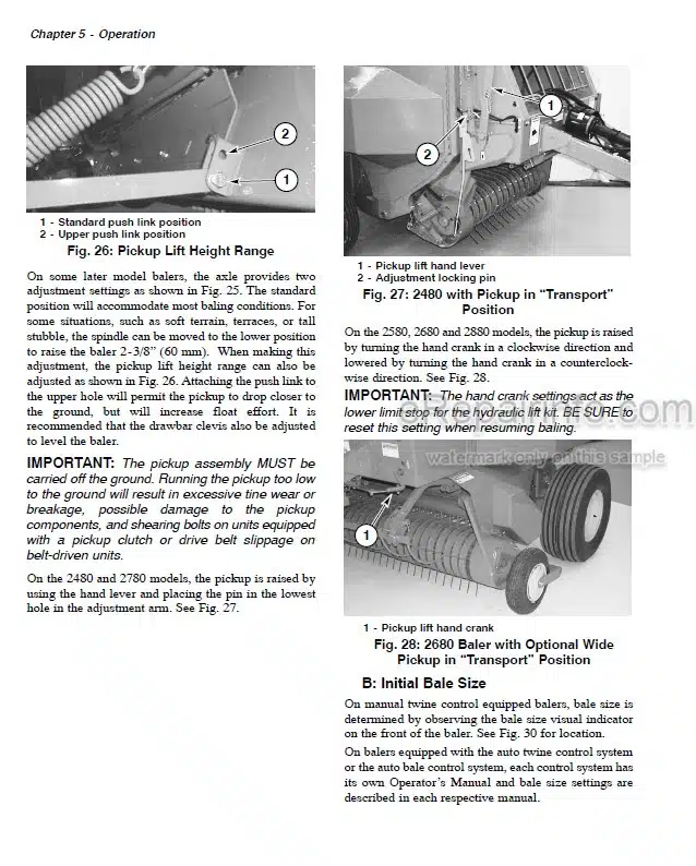 Photo 5 - Gehl 2480 2580 2580S 2780 2680 2680S 2880 80 Series Operators Manual Variable Chamber Round Baler