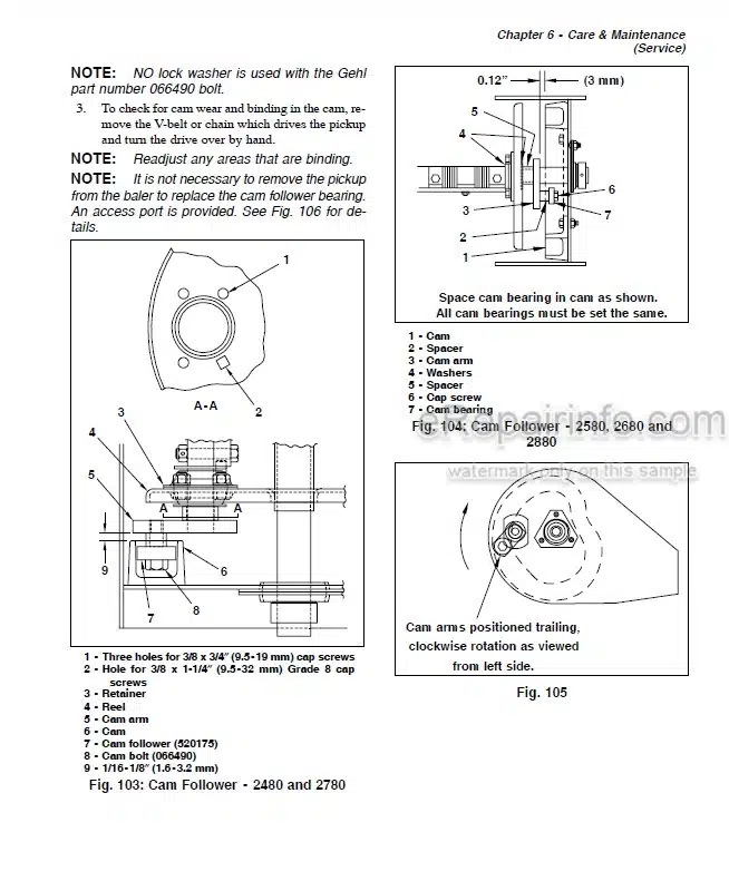 Photo 4 - Gehl 2480 2580 2580S 2680 2680S 2780 2880 80 Series Operators Manual Variable Chamber Round Baler