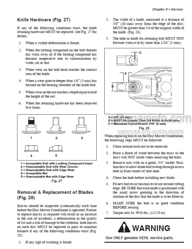 Photo 3 - Gehl 2512 Operators Manual Impeller Disc Mower Conditioner