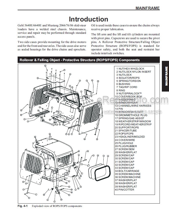 Photo 3 - Gehl 5460E 6640E Mustang 2066 2076 2086 Service Manual Addendum Skid Steer Loader