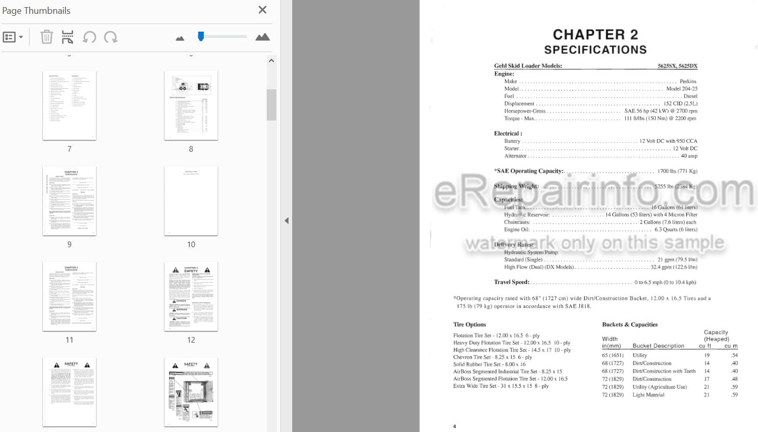 Photo 5 - Gehl 5625 Operators Manual Skid Steer Loader