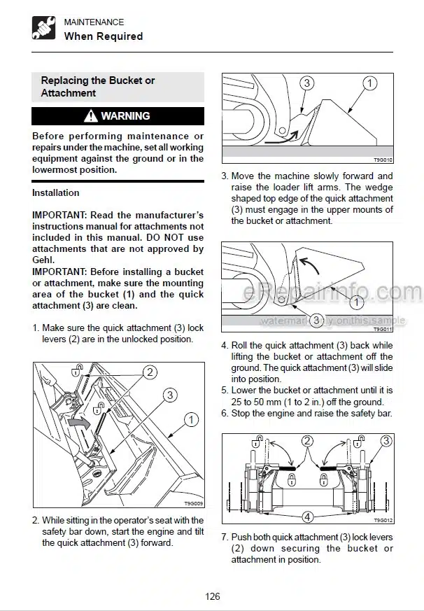 Photo 7 - Gehl CTL55 CTL65 CTL75 CTL85 Operators Manual Compact Track Loader