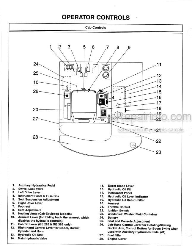 Photo 3 - Gehl GE272 GE292 GE342 GE362 Operators Manual Crawler Excavator