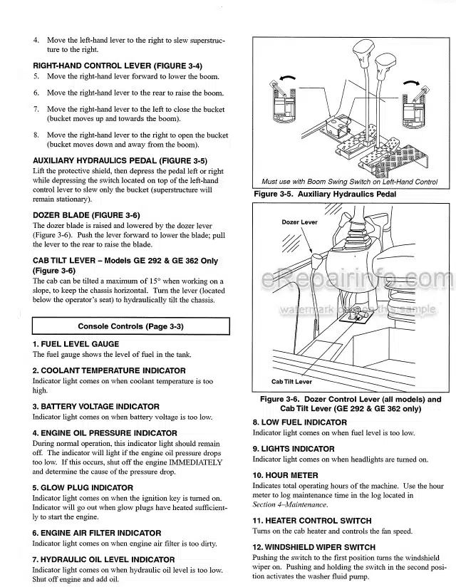 Photo 6 - Gehl GE502 GE602 Operators Manual Crawler Excavator